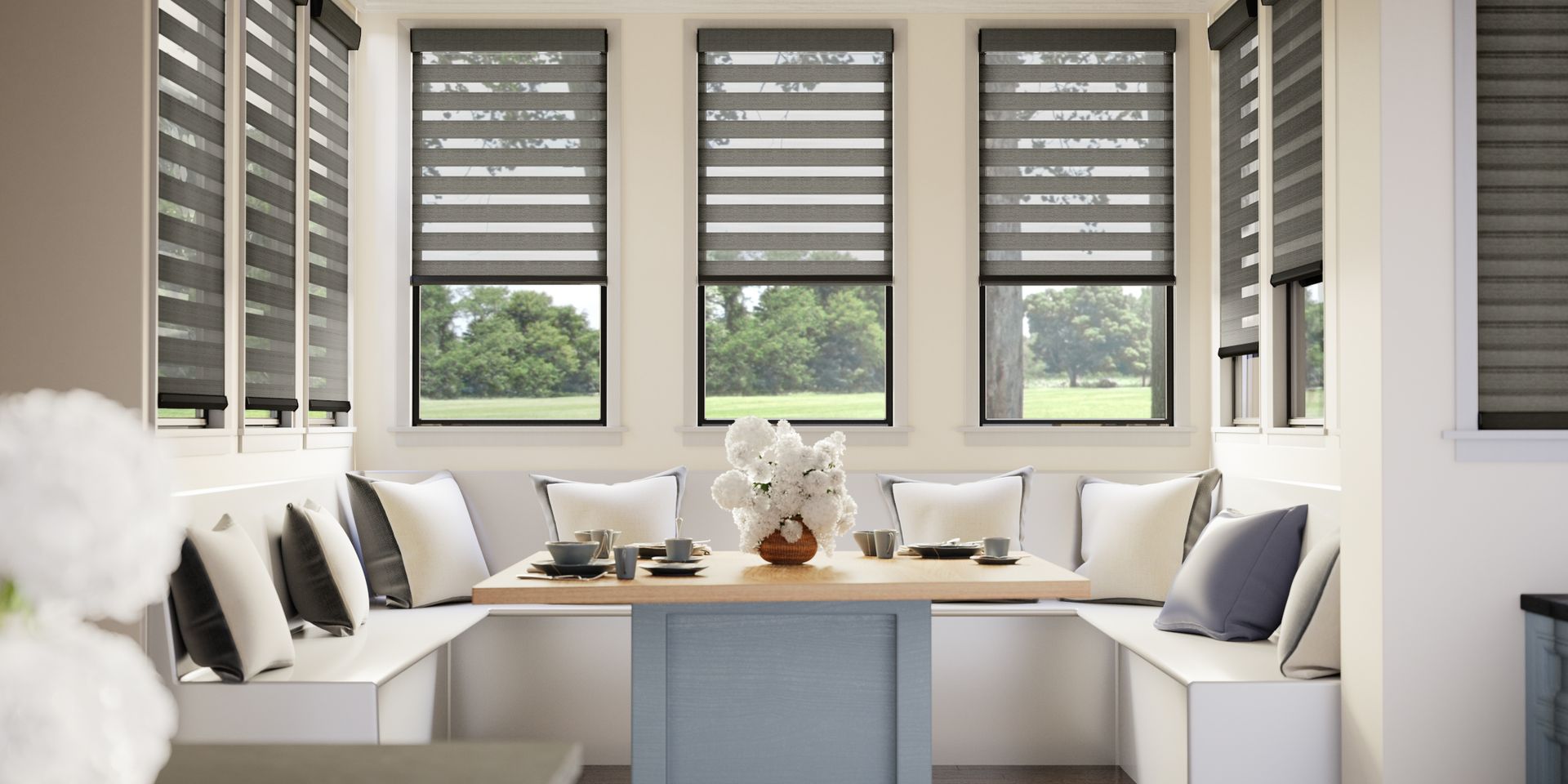 Happy customer with beautiful window treatments